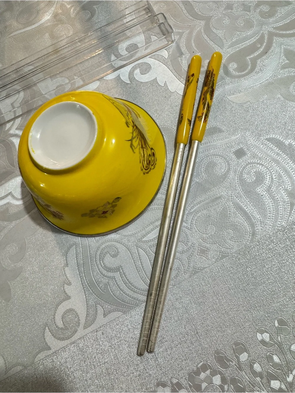 999 Fine Silver & Porcelain Bowl + Chopsticks Set – 80g Pure Silver